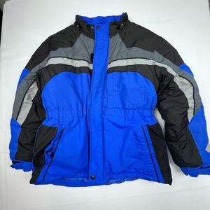 Arizona Boys 10\12 Winter Puffer Coat Jacket Ski Blue Gray Black -No Hood & FLAW
